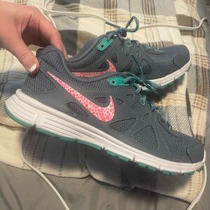 Nike Gray Sneakers with Teal Interior
